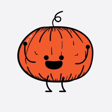 İzole edilmiş arkaplanda sevimli yüzü ve basit vücut çizgisi olan Kabak Karakterinin Vektör İllüstrasyonu