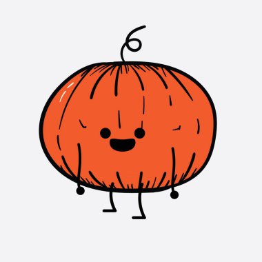 İzole edilmiş arkaplanda sevimli yüzü ve basit vücut çizgisi olan Kabak Karakterinin Vektör İllüstrasyonu