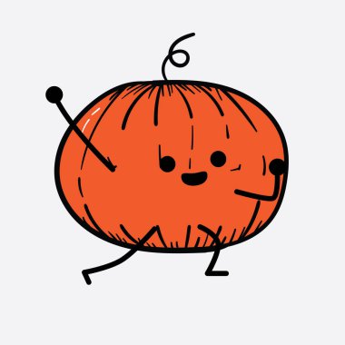 İzole edilmiş arkaplanda sevimli yüzü ve basit vücut çizgisi olan Kabak Karakterinin Vektör İllüstrasyonu