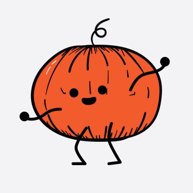 İzole edilmiş arkaplanda sevimli yüzü ve basit vücut çizgisi olan Kabak Karakterinin Vektör İllüstrasyonu