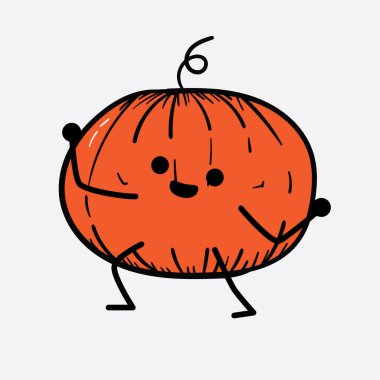 İzole edilmiş arkaplanda sevimli yüzü ve basit vücut çizgisi olan Kabak Karakterinin Vektör İllüstrasyonu