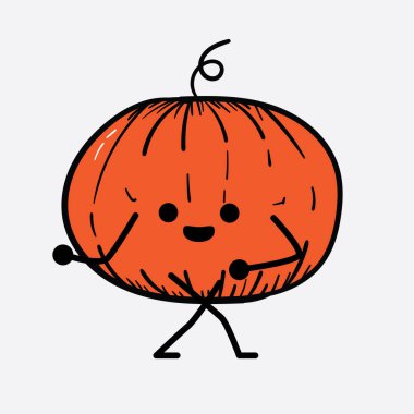 İzole edilmiş arkaplanda sevimli yüzü ve basit vücut çizgisi olan Kabak Karakterinin Vektör İllüstrasyonu