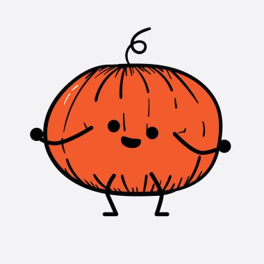 İzole edilmiş arkaplanda sevimli yüzü ve basit vücut çizgisi olan Kabak Karakterinin Vektör İllüstrasyonu