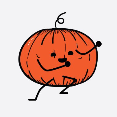 İzole edilmiş arkaplanda sevimli yüzü ve basit vücut çizgisi olan Kabak Karakterinin Vektör İllüstrasyonu