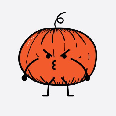 İzole edilmiş arkaplanda sevimli yüzü ve basit vücut çizgisi olan Kabak Karakterinin Vektör İllüstrasyonu