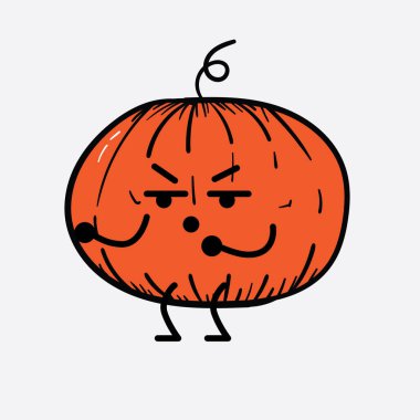 İzole edilmiş arkaplanda sevimli yüzü ve basit vücut çizgisi olan Kabak Karakterinin Vektör İllüstrasyonu