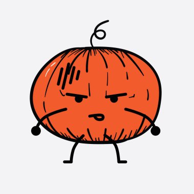 İzole edilmiş arkaplanda sevimli yüzü ve basit vücut çizgisi olan Kabak Karakterinin Vektör İllüstrasyonu