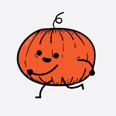 İzole edilmiş arkaplanda sevimli yüzü ve basit vücut çizgisi olan Kabak Karakterinin Vektör İllüstrasyonu