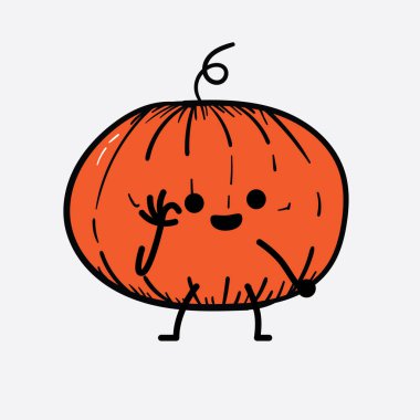 İzole edilmiş arkaplanda sevimli yüzü ve basit vücut çizgisi olan Kabak Karakterinin Vektör İllüstrasyonu