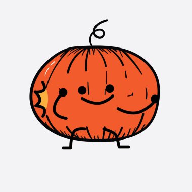 İzole edilmiş arkaplanda sevimli yüzü ve basit vücut çizgisi olan Kabak Karakterinin Vektör İllüstrasyonu