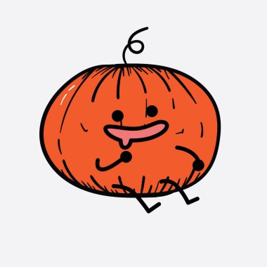 İzole edilmiş arkaplanda sevimli yüzü ve basit vücut çizgisi olan Kabak Karakterinin Vektör İllüstrasyonu