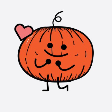 İzole edilmiş arkaplanda sevimli yüzü ve basit vücut çizgisi olan Kabak Karakterinin Vektör İllüstrasyonu