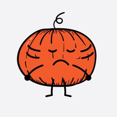 İzole edilmiş arkaplanda sevimli yüzü ve basit vücut çizgisi olan Kabak Karakterinin Vektör İllüstrasyonu