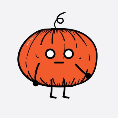 İzole edilmiş arkaplanda sevimli yüzü ve basit vücut çizgisi olan Kabak Karakterinin Vektör İllüstrasyonu