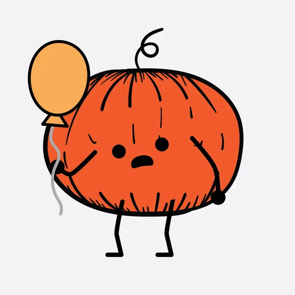 Ilustración Vectorial Carácter Calabaza Con Cara Linda Dibujo Línea Cuerpo — Archivo Imágenes Vectoriales