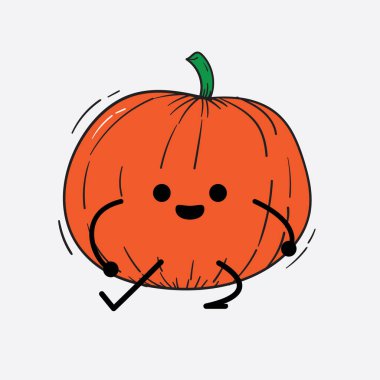 İzole edilmiş arkaplanda sevimli yüzü ve basit vücut çizgisi olan Kabak Karakterinin Vektör İllüstrasyonu