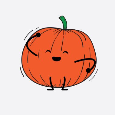 İzole edilmiş arkaplanda sevimli yüzü ve basit vücut çizgisi olan Kabak Karakterinin Vektör İllüstrasyonu