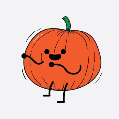 İzole edilmiş arkaplanda sevimli yüzü ve basit vücut çizgisi olan Kabak Karakterinin Vektör İllüstrasyonu