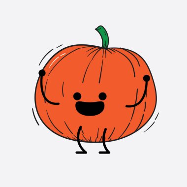 İzole edilmiş arkaplanda sevimli yüzü ve basit vücut çizgisi olan Kabak Karakterinin Vektör İllüstrasyonu