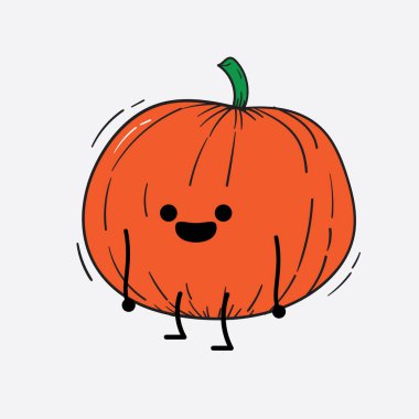 İzole edilmiş arkaplanda sevimli yüzü ve basit vücut çizgisi olan Kabak Karakterinin Vektör İllüstrasyonu