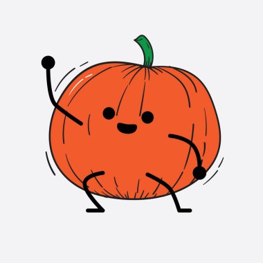 İzole edilmiş arkaplanda sevimli yüzü ve basit vücut çizgisi olan Kabak Karakterinin Vektör İllüstrasyonu