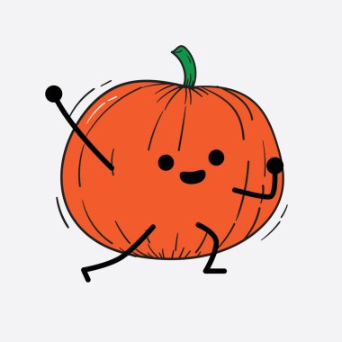 İzole edilmiş arkaplanda sevimli yüzü ve basit vücut çizgisi olan Kabak Karakterinin Vektör İllüstrasyonu