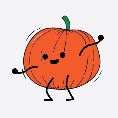 İzole edilmiş arkaplanda sevimli yüzü ve basit vücut çizgisi olan Kabak Karakterinin Vektör İllüstrasyonu