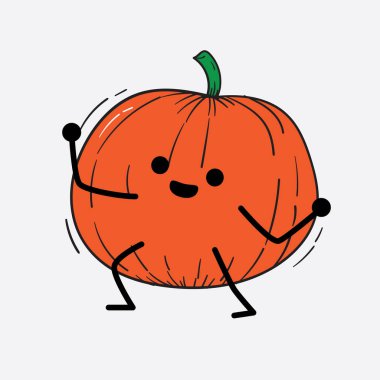 İzole edilmiş arkaplanda sevimli yüzü ve basit vücut çizgisi olan Kabak Karakterinin Vektör İllüstrasyonu