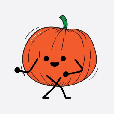 İzole edilmiş arkaplanda sevimli yüzü ve basit vücut çizgisi olan Kabak Karakterinin Vektör İllüstrasyonu