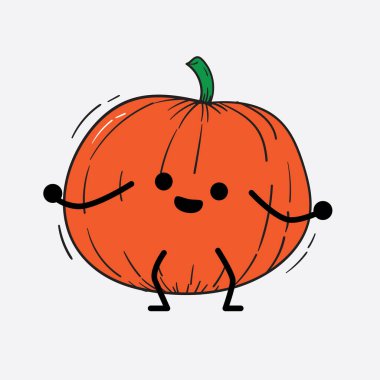 İzole edilmiş arkaplanda sevimli yüzü ve basit vücut çizgisi olan Kabak Karakterinin Vektör İllüstrasyonu