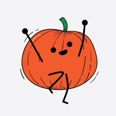 İzole edilmiş arkaplanda sevimli yüzü ve basit vücut çizgisi olan Kabak Karakterinin Vektör İllüstrasyonu