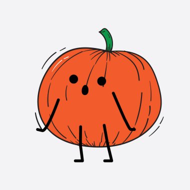 İzole edilmiş arkaplanda sevimli yüzü ve basit vücut çizgisi olan Kabak Karakterinin Vektör İllüstrasyonu