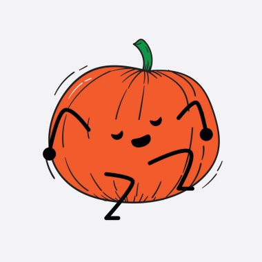 İzole edilmiş arkaplanda sevimli yüzü ve basit vücut çizgisi olan Kabak Karakterinin Vektör İllüstrasyonu