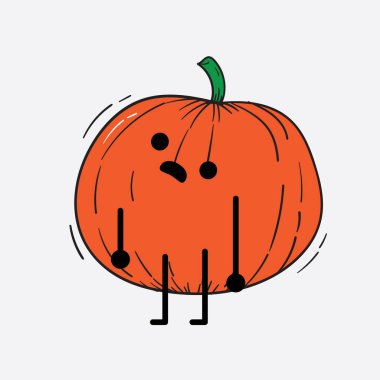 İzole edilmiş arkaplanda sevimli yüzü ve basit vücut çizgisi olan Kabak Karakterinin Vektör İllüstrasyonu