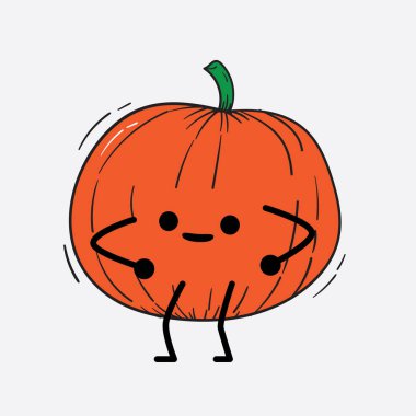 İzole edilmiş arkaplanda sevimli yüzü ve basit vücut çizgisi olan Kabak Karakterinin Vektör İllüstrasyonu