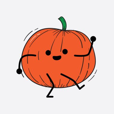 İzole edilmiş arkaplanda sevimli yüzü ve basit vücut çizgisi olan Kabak Karakterinin Vektör İllüstrasyonu