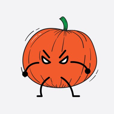 İzole edilmiş arkaplanda sevimli yüzü ve basit vücut çizgisi olan Kabak Karakterinin Vektör İllüstrasyonu