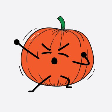 İzole edilmiş arkaplanda sevimli yüzü ve basit vücut çizgisi olan Kabak Karakterinin Vektör İllüstrasyonu