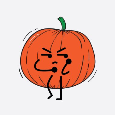 İzole edilmiş arkaplanda sevimli yüzü ve basit vücut çizgisi olan Kabak Karakterinin Vektör İllüstrasyonu