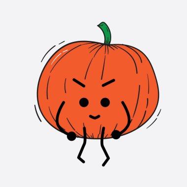 İzole edilmiş arkaplanda sevimli yüzü ve basit vücut çizgisi olan Kabak Karakterinin Vektör İllüstrasyonu