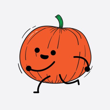 İzole edilmiş arkaplanda sevimli yüzü ve basit vücut çizgisi olan Kabak Karakterinin Vektör İllüstrasyonu