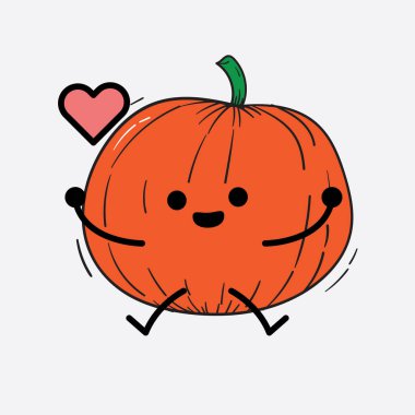 İzole edilmiş arkaplanda sevimli yüzü ve basit vücut çizgisi olan Kabak Karakterinin Vektör İllüstrasyonu