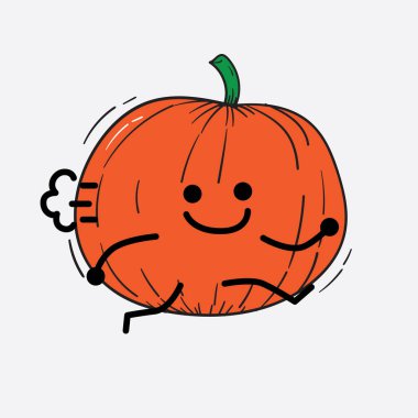 İzole edilmiş arkaplanda sevimli yüzü ve basit vücut çizgisi olan Kabak Karakterinin Vektör İllüstrasyonu