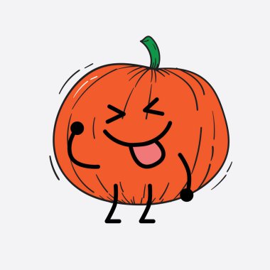 İzole edilmiş arkaplanda sevimli yüzü ve basit vücut çizgisi olan Kabak Karakterinin Vektör İllüstrasyonu