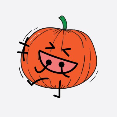 İzole edilmiş arkaplanda sevimli yüzü ve basit vücut çizgisi olan Kabak Karakterinin Vektör İllüstrasyonu