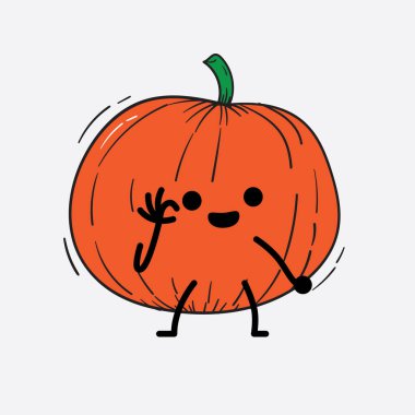 İzole edilmiş arkaplanda sevimli yüzü ve basit vücut çizgisi olan Kabak Karakterinin Vektör İllüstrasyonu