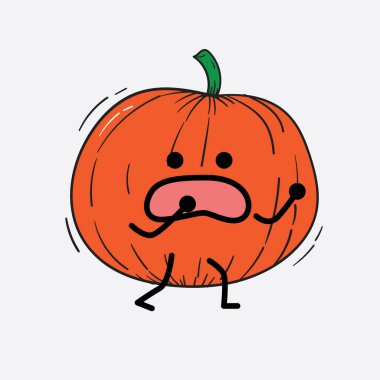 İzole edilmiş arkaplanda sevimli yüzü ve basit vücut çizgisi olan Kabak Karakterinin Vektör İllüstrasyonu