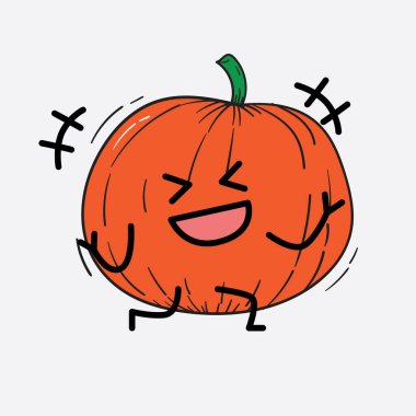 İzole edilmiş arkaplanda sevimli yüzü ve basit vücut çizgisi olan Kabak Karakterinin Vektör İllüstrasyonu