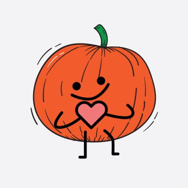 İzole edilmiş arkaplanda sevimli yüzü ve basit vücut çizgisi olan Kabak Karakterinin Vektör İllüstrasyonu