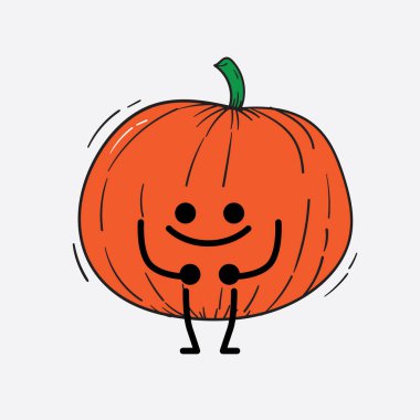 İzole edilmiş arkaplanda sevimli yüzü ve basit vücut çizgisi olan Kabak Karakterinin Vektör İllüstrasyonu